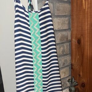 THML Striped Tank Top with Teal Accent